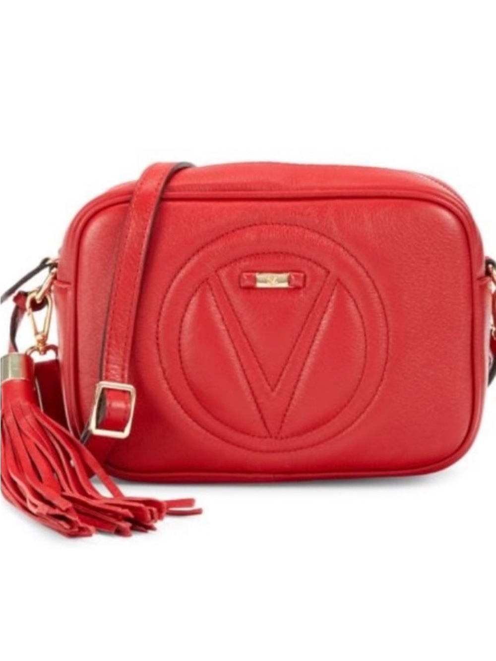 Valentino Red Leather Crossbody Bag with Tassel